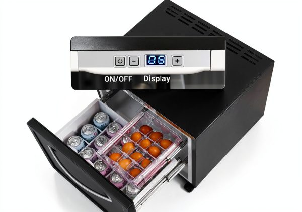 Techomey Compact Chest Refrigerator 1.5 Cu.Ft Black Drawer HSX-50B2-3
