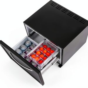 Techomey Compact Chest Refrigerator 1.5 Cu.Ft Black Drawer HSX-50B2-0