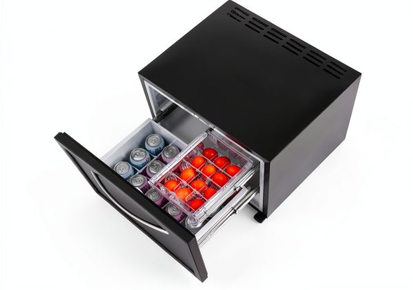 Techomey Compact Chest Refrigerator 1.5 Cu.Ft Black Drawer HSX-50B2-0