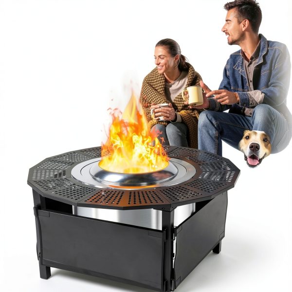 40-Inch Fire Pit Surround for Solo Stove Surround, 360° Safety Protection for Solo Stove Bonfire Accessories, Rust-Resistant Metal, Resistant to High Temperatures, Inner Diameter of 24 Inches-5