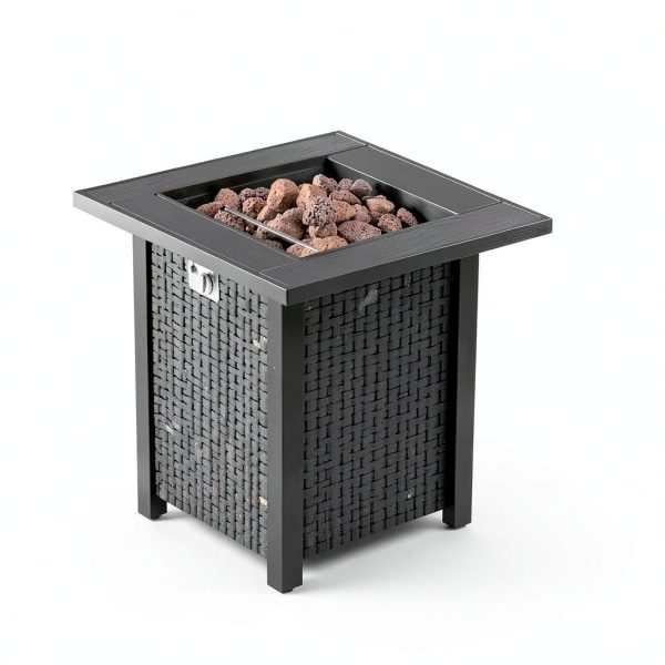 Shintenchi 45 Inch Propane Fire Pit Table with Lid and Lava Rock-2