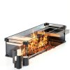 55" Propane Fire Pit Table Rotihom 50000 BTU Foldable Expandable Brown-3