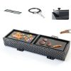 FLOOORE 42 Inch Propane Fire Pit Table Black with Griddle Wind Guard-3