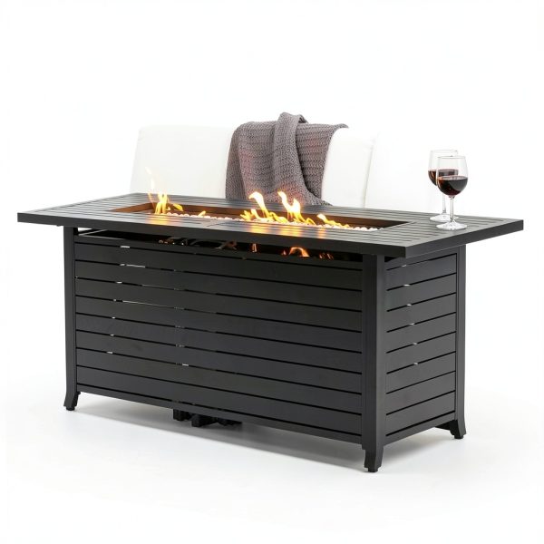 Propane Gas Fire Pit Table Best Choice 57in Gray Aluminum-5