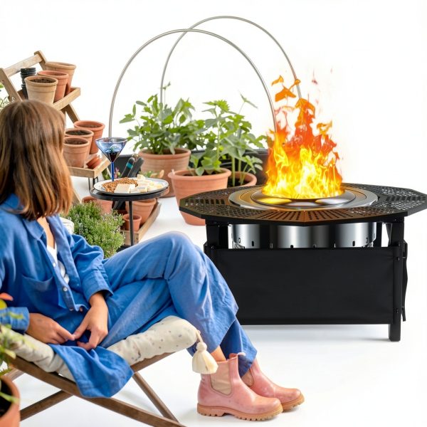 40-Inch Fire Pit Surround for Solo Stove Surround, 360° Safety Protection for Solo Stove Bonfire Accessories, Rust-Resistant Metal, Resistant to High Temperatures, Inner Diameter of 24 Inches-6
