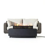 FLOOORE 42 Inch Propane Fire Pit Table Black with Griddle Wind Guard-0