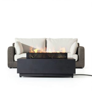 FLOOORE 42 Inch Propane Fire Pit Table Black with Griddle Wind Guard-0