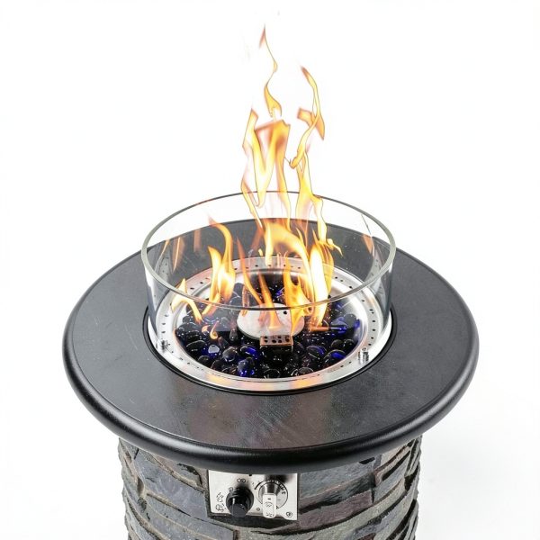 Outdoor Propane Fire Pit Table BAIDE HOME 22" Classic Gray 40,000 BTU-2
