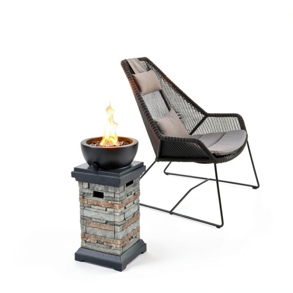 1 lb Bowl Gas Fire Pit BAIDE HOME Concrete Square 10,000 BTU-2