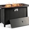 Shintenchi 45 Inch Propane Fire Pit Table with Lid and Lava Rock-0