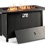 Shintenchi 45 Inch Propane Fire Pit Table with Lid and Lava Rock-0