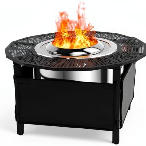 40-Inch Fire Pit Surround for Solo Stove Surround, 360° Safety Protection for Solo Stove Bonfire Accessories, Rust-Resistant Metal, Resistant to High Temperatures, Inner Diameter of 24 Inches-0