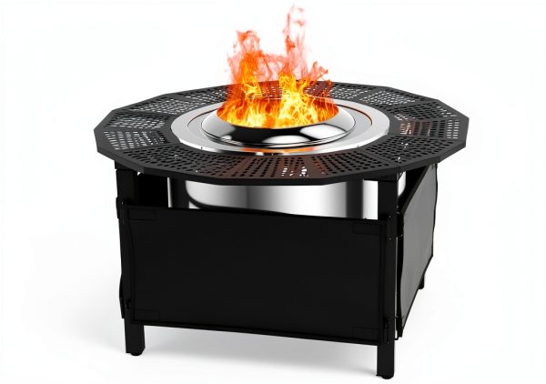 40-Inch Fire Pit Surround for Solo Stove Surround, 360° Safety Protection for Solo Stove Bonfire Accessories, Rust-Resistant Metal, Resistant to High Temperatures, Inner Diameter of 24 Inches-0