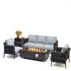 42in Fire Pit Table Jocoevol Propane Outdoor Table with Wind Guard-3