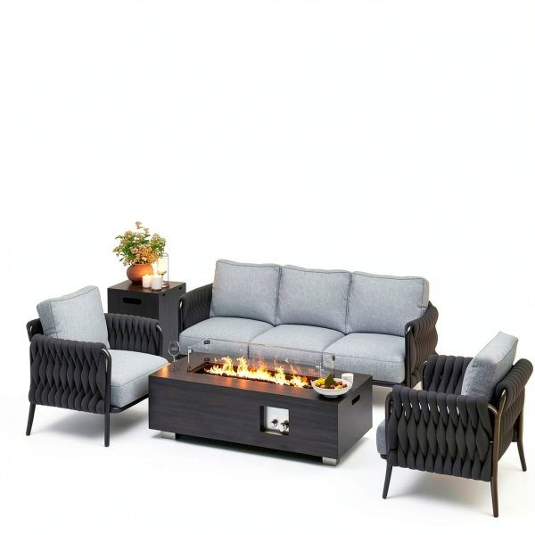 42in Fire Pit Table Jocoevol Propane Outdoor Table with Wind Guard-3