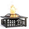 Fire Pit Tuoze 32 Inch Outdoor Metal Table with Waterproof Cover Black-4