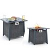 Propane Fire Pit Table,Out Door Fire Pits & Fireplaces,Gas Fire Pit with Lid and Lava Rock.Square Black Fire Pit Table on Patio Deck & Garden Backyard. (Raven‌ Black, 28-inch)-7