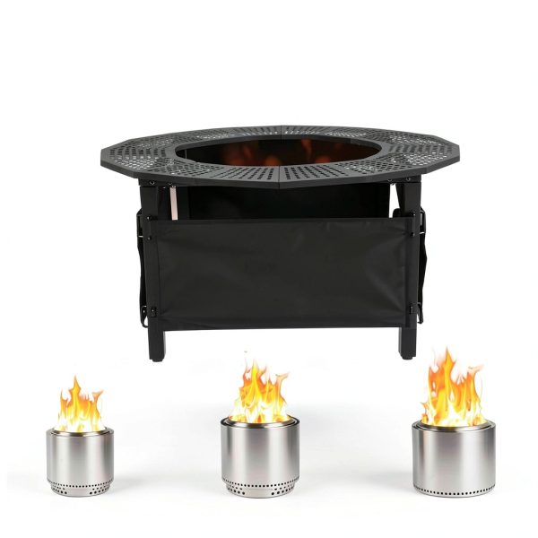 40-Inch Fire Pit Surround for Solo Stove Surround, 360° Safety Protection for Solo Stove Bonfire Accessories, Rust-Resistant Metal, Resistant to High Temperatures, Inner Diameter of 24 Inches-2