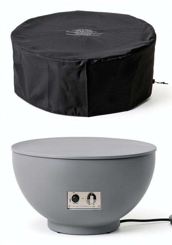 28-Inch Propane Fire Pit with Natural Gas Conversion Kit, 58,000 BTU Round Gas Fire Pit Table, Outdoor Fire Bowl Firepit with Lid, Lava Rocks, Cover, Pre-Attached 10FT Propane Hose, Gray-4