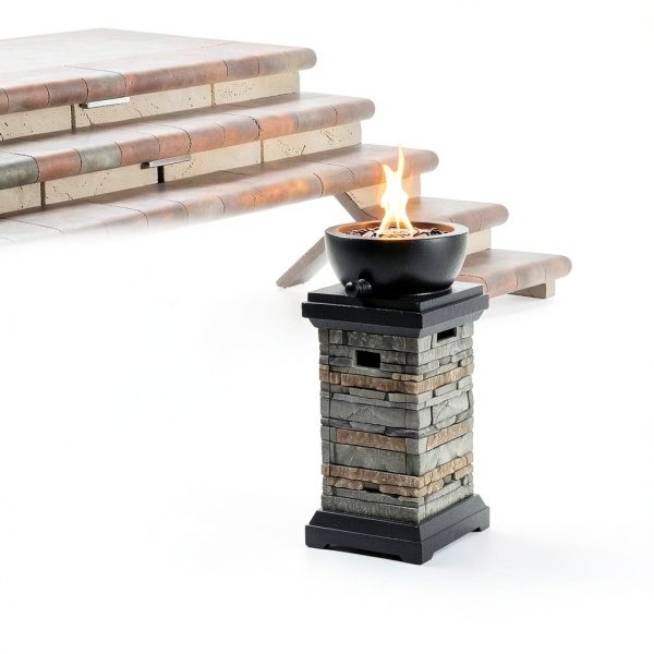 1 lb Bowl Gas Fire Pit BAIDE HOME Concrete Square 10,000 BTU-4