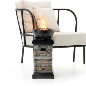 1 lb Bowl Gas Fire Pit BAIDE HOME Concrete Square 10,000 BTU-0
