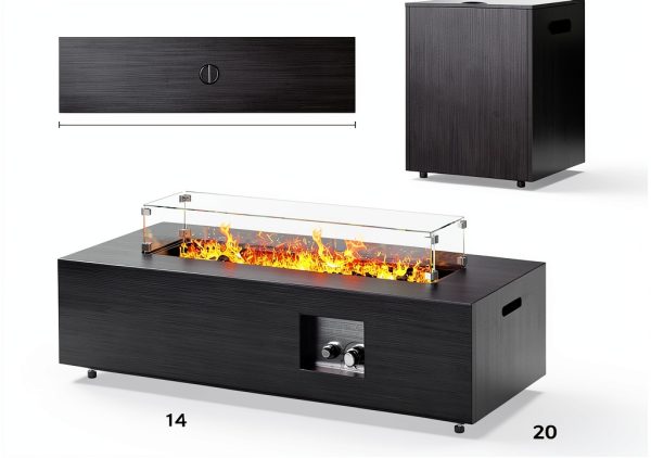42in Fire Pit Table Jocoevol Propane Outdoor Table with Wind Guard-5