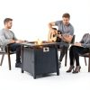 Propane Fire Pit Table,Out Door Fire Pits & Fireplaces,Gas Fire Pit with Lid and Lava Rock.Square Black Fire Pit Table on Patio Deck & Garden Backyard. (Raven‌ Black, 28-inch)-5