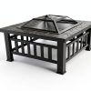 Fire Pit Tuoze 32 Inch Outdoor Metal Table with Waterproof Cover Black-3