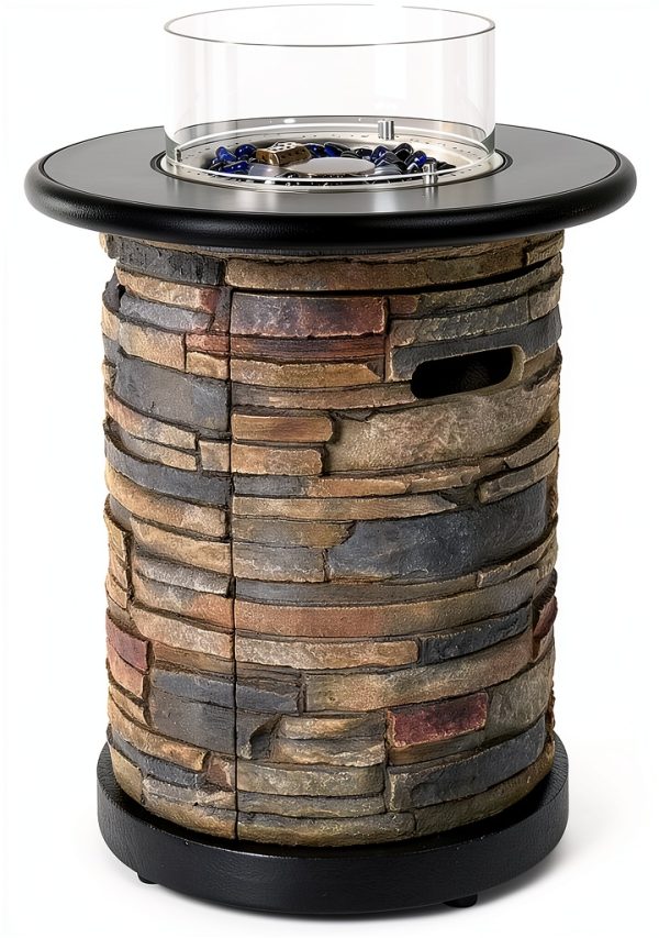 Outdoor Propane Fire Pit Table BAIDE HOME 22" Classic Gray 40,000 BTU-6