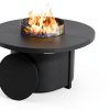 48 inch Round Propane Fire Pit Trumbeak Tabletop Lid & Windproof Glass-1