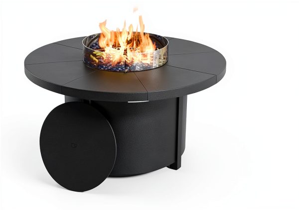 48 inch Round Propane Fire Pit Trumbeak Tabletop Lid & Windproof Glass-1