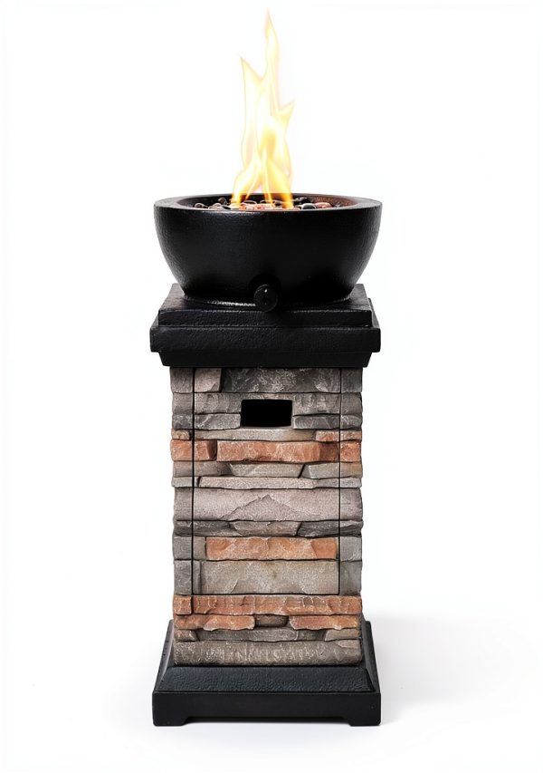 1 lb Bowl Gas Fire Pit BAIDE HOME Concrete Square 10,000 BTU-1