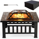 Fire Pit Tuoze 32 Inch Outdoor Metal Table with Waterproof Cover Black-0