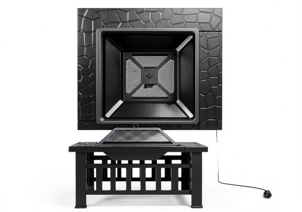 Fire Pit Tuoze 32 Inch Outdoor Metal Table with Waterproof Cover Black-6