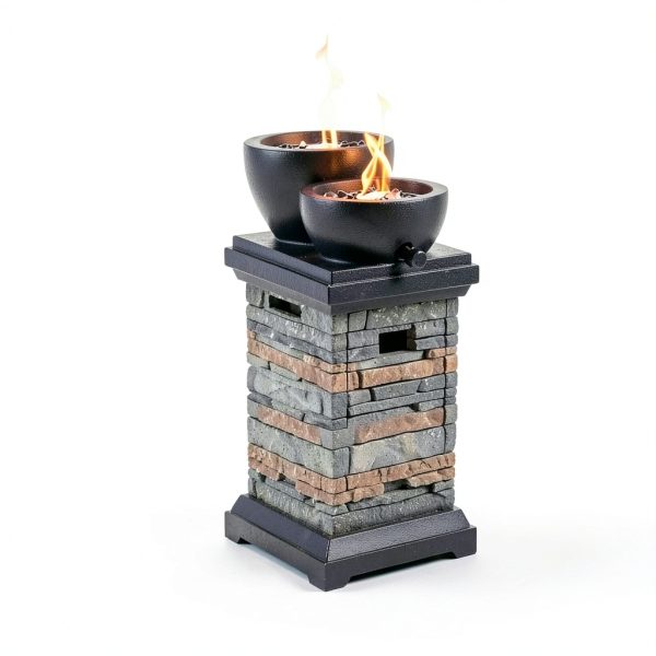 1 lb Bowl Gas Fire Pit BAIDE HOME Concrete Square 10,000 BTU-5