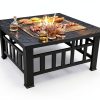Fire Pit Tuoze 32 Inch Outdoor Metal Table with Waterproof Cover Black-2