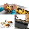 FLOOORE 42 Inch Propane Fire Pit Table Black with Griddle Wind Guard-1