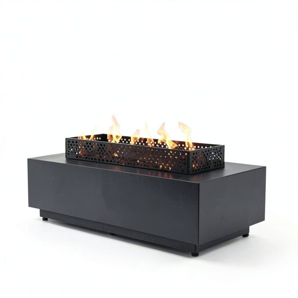 FLOOORE 42 Inch Propane Fire Pit Table Black with Griddle Wind Guard-2