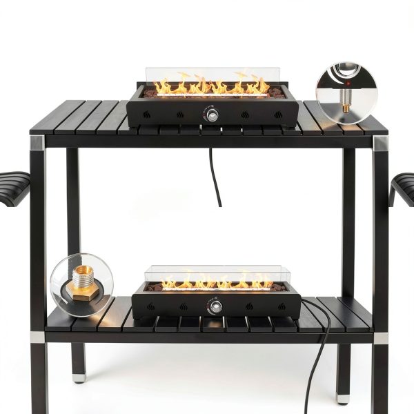 Onlyfire 28'' Tabletop Fire Pit Table, Propane Gas Firepit Bottom Mounted for Table with Umbrella Hole, Glass Wind Guard and Lava Rock, Outdoor Rectangular Smokeless Fireplace-6