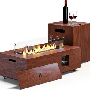 42in Fire Pit Table Jocoevol Propane Outdoor Table with Wind Guard-0