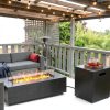42in Fire Pit Table Jocoevol Propane Outdoor Table with Wind Guard-1