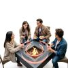 Propane Fire Pit Table,Out Door Fire Pits & Fireplaces,Gas Fire Pit with Lid and Lava Rock.Square Black Fire Pit Table on Patio Deck & Garden Backyard. (Raven‌ Black, 28-inch)-2