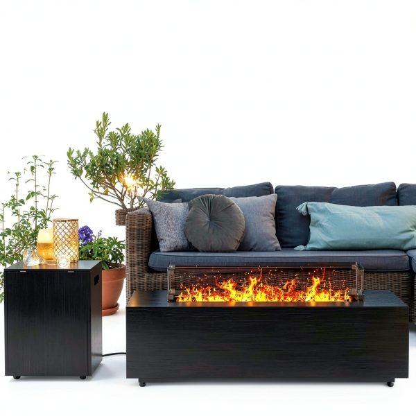 42in Fire Pit Table Jocoevol Propane Outdoor Table with Wind Guard-6
