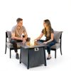 Propane Fire Pit Table,Out Door Fire Pits & Fireplaces,Gas Fire Pit with Lid and Lava Rock.Square Black Fire Pit Table on Patio Deck & Garden Backyard. (Raven‌ Black, 28-inch)-1