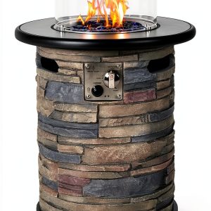 Outdoor Propane Fire Pit Table BAIDE HOME 22" Classic Gray 40,000 BTU-0