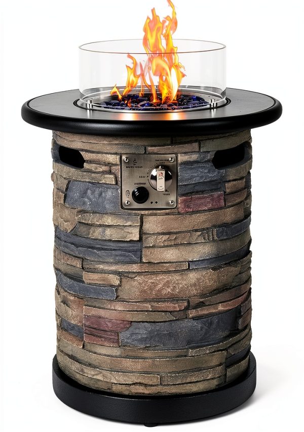 Outdoor Propane Fire Pit Table BAIDE HOME 22" Classic Gray 40,000 BTU-0