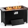 Shintenchi 45 Inch Propane Fire Pit Table with Lid and Lava Rock-5