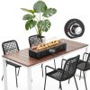 Onlyfire 28'' Tabletop Fire Pit Table, Propane Gas Firepit Bottom Mounted for Table with Umbrella Hole, Glass Wind Guard and Lava Rock, Outdoor Rectangular Smokeless Fireplace-4