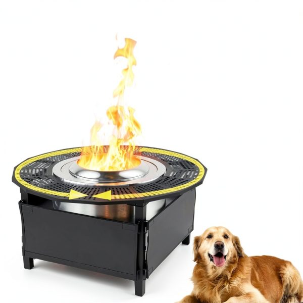40-Inch Fire Pit Surround for Solo Stove Surround, 360° Safety Protection for Solo Stove Bonfire Accessories, Rust-Resistant Metal, Resistant to High Temperatures, Inner Diameter of 24 Inches-1