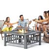 Fire Pit Tuoze 32 Inch Outdoor Metal Table with Waterproof Cover Black-1